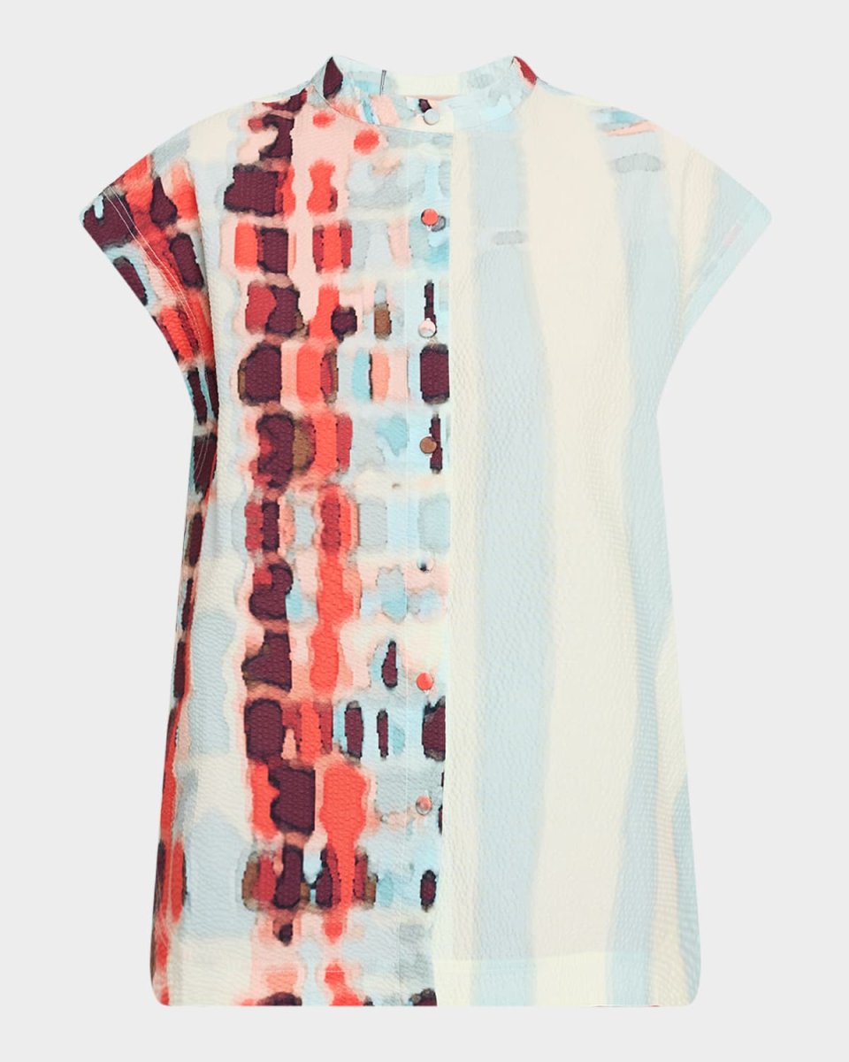 Adele Short-Sleeve Textured Blous